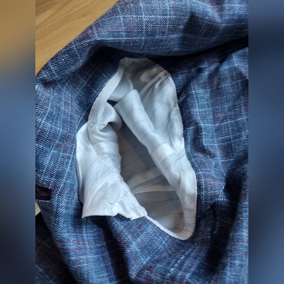 Angelo Galasso Plaid Wool, Silk & Linen Blazer, Size 50 US, 60 IT, XXL NWOT - Picture 11 of 16